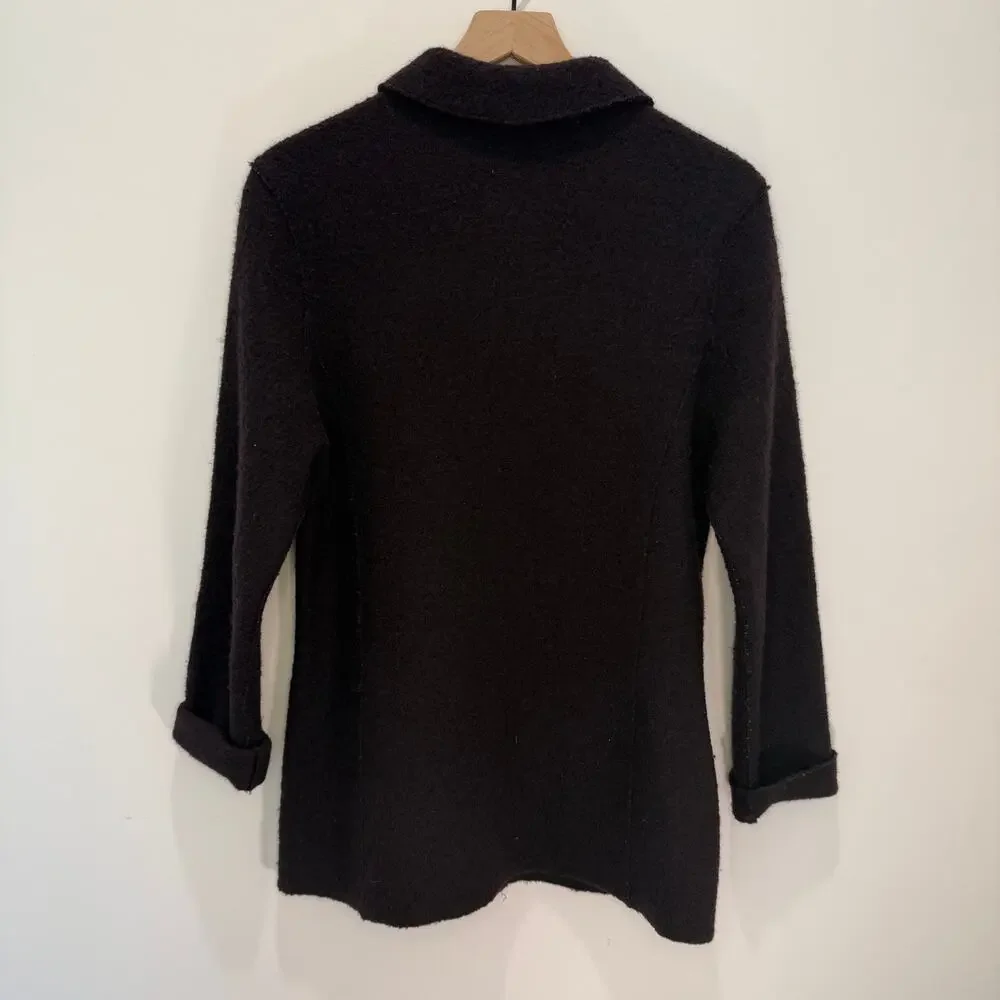 100% Wool Jacket Women's Small Chocolate Brown Button Up Pockets Vintage 90s - Picture 10 of 10